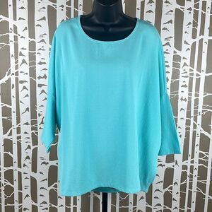 Dantelle NEW Aqua Textured Drop Sleeve High Low Hem Top sz 1X